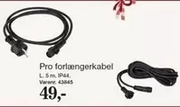 Pro forlængerkabel L. 5 m, IP44. Varenr. 43845