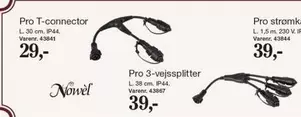 Pro T-connector, Pro 3-vejs splitter, Pro strømkabel