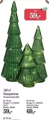 Glasjuletræ 30 varmhvide LED