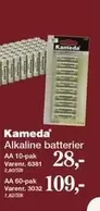 Alkaline batterier AA 10-pak Varenr. 6381, AA 60-pak Varenr. 3032