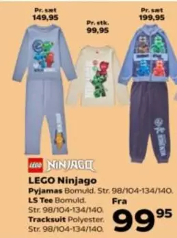 Lego - LEGO Ninjago Pyjamas Bomuld. Str. 98/104-134/140. LS Tee Bomuld. Str. 98/104-134/140. Tracksuit Polyester. Str. 98/104-134/140.