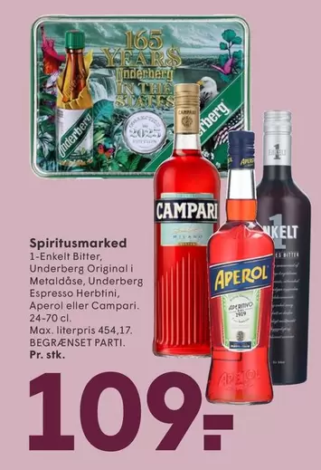 Aperol - Underberg Original, Underberg Espresso Herbtini, eller Campari