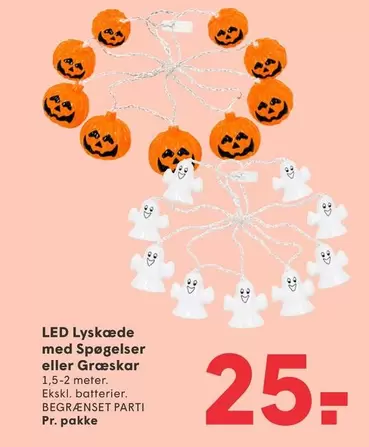 LED Lyskjede med Spøgelser eller Græskar