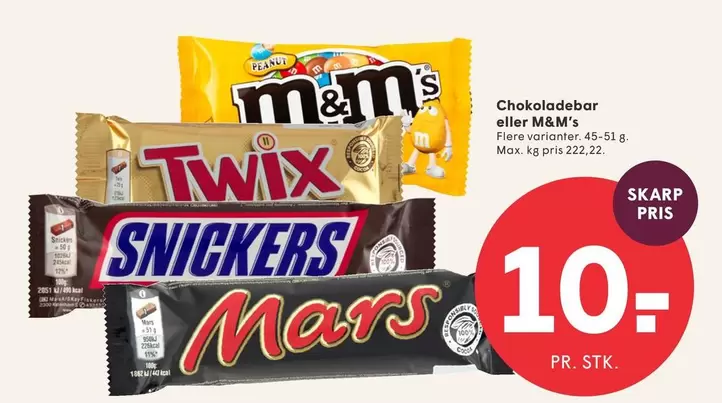 Chokoladebar eller M&M's