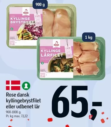 Rose -  dansk kyllinge brystfilet eller udbenet lår