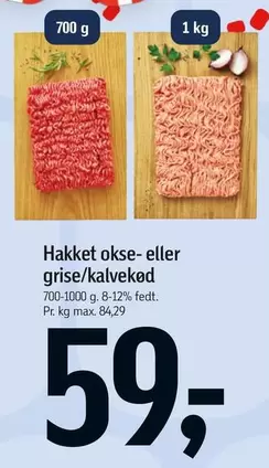 Hakket okse- eller grise/kalvekød