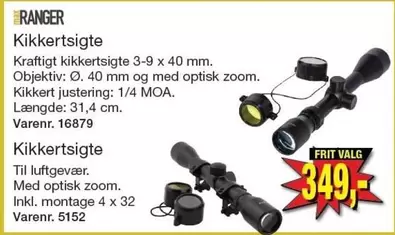 Kikkertsigte 3-9 x 40 mm