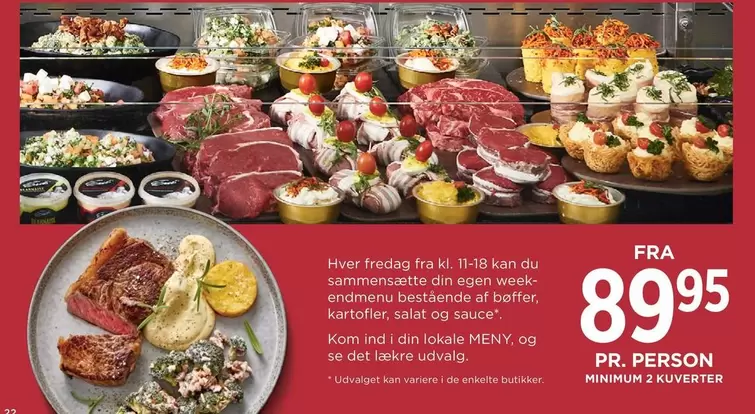 Bøf, kartofler, salat og sauce