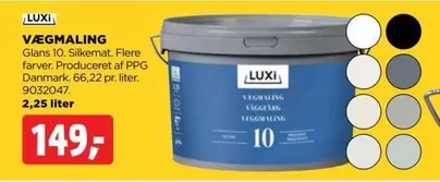 VÆGMALING Glans 10. Silkemat. Flere farver. Produceret af PPG Danmark. 9032047