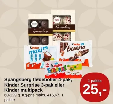 Kinder - Spangsberg flødeboller 4-pak,  Surprise 3-pak eller  multipack