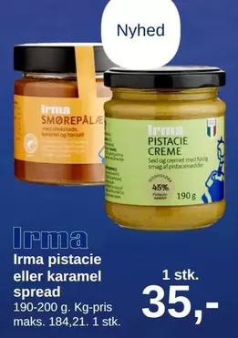 Irma pistacie eller karamel spread
