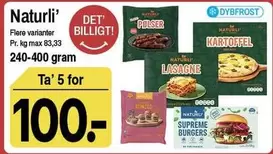 Polser, Lasagne, Kartoffel, Supreme Burgers
