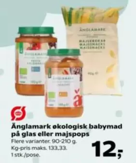 økologisk babymad på glas eller majspops