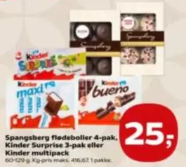 Kinder - Spangsberg flødeboller 4-pak, Surprise 3-pak eller multipack