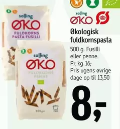 Økologisk fuldkornspasta