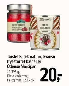 Tørsleffs dekoration, Frysertørret bær eller Odense Marcipan