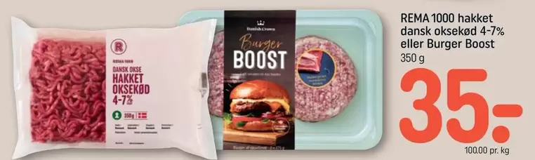 Hakket dansk oksekød 4-7% eller Burger Boost
