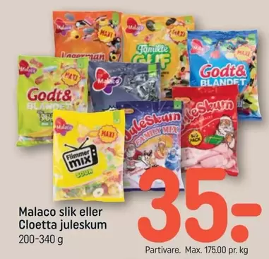 Malaco slik eller Cloetta juleskum