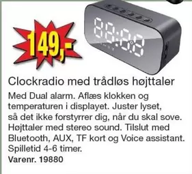 Kort - Clockradio med trådløs højtaler