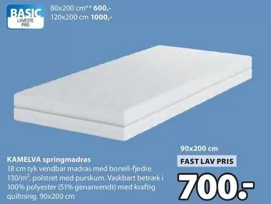 KAMELVA springmadras 90x200 cm