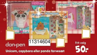 Unicorn, capybara eller panda farvesæt 11314604