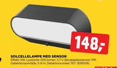SOLCELLELAMPE MED SENSOR