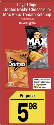 Doritos Nacho Cheese eller Max Heinz Tomato Ketchup