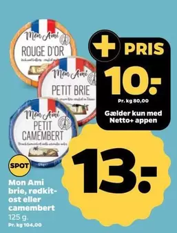 Mon Ami brie, rodkit-ost eller camembert