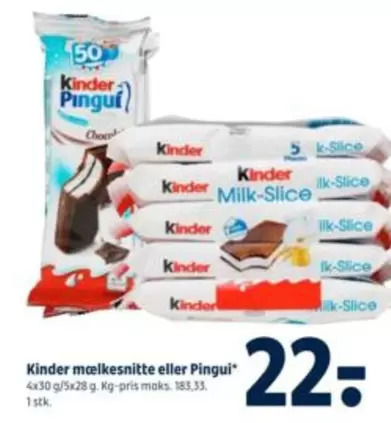 Kinder - mælkesnitte eller Pingui