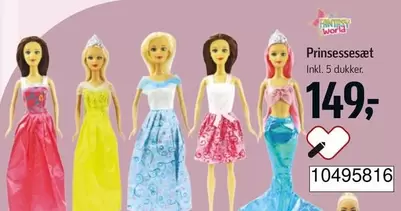 Prinsessesæt inkl. 5 dukker