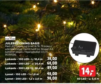JULEBELYSNING BASIS Med LED-pærer og timer