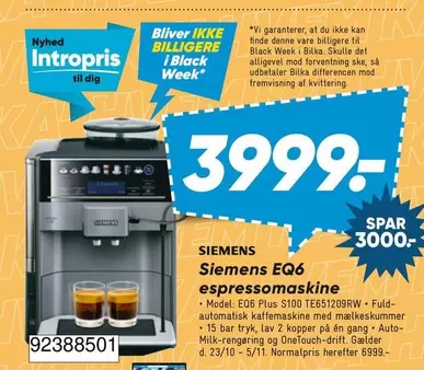 Siemens -  EQ6 Plus TE651209RW - Fuldautomatisk kaffemaskine