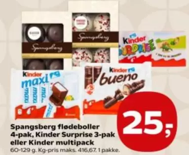Kinder - Spangsberg flødeboller 4-pak, Surprise 3-pak eller multipack