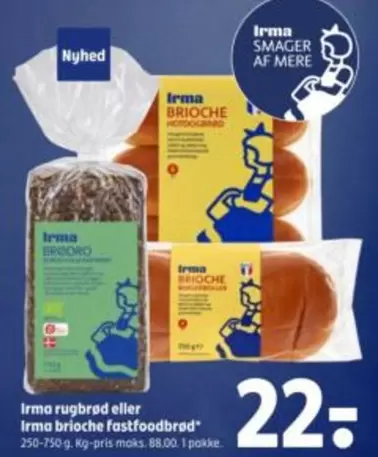 Irma rugbrød eller Irma brioche fastfoodbrød
