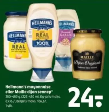 Hellmann's mayonnaise eller Maille dijon sennep