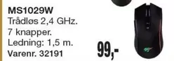 MS1029W Trådløs 2,4 GHz. 7 knapper. Ledning: 1,5 m. Varenr. 32191