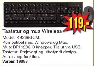Windows - Tastatur og mus Wireless KB269GCM