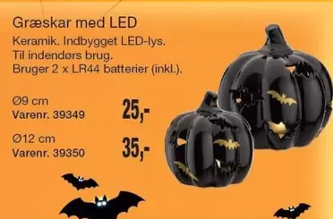 Keramik - Græskar med LED