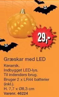 Keramik - Græskar med LED