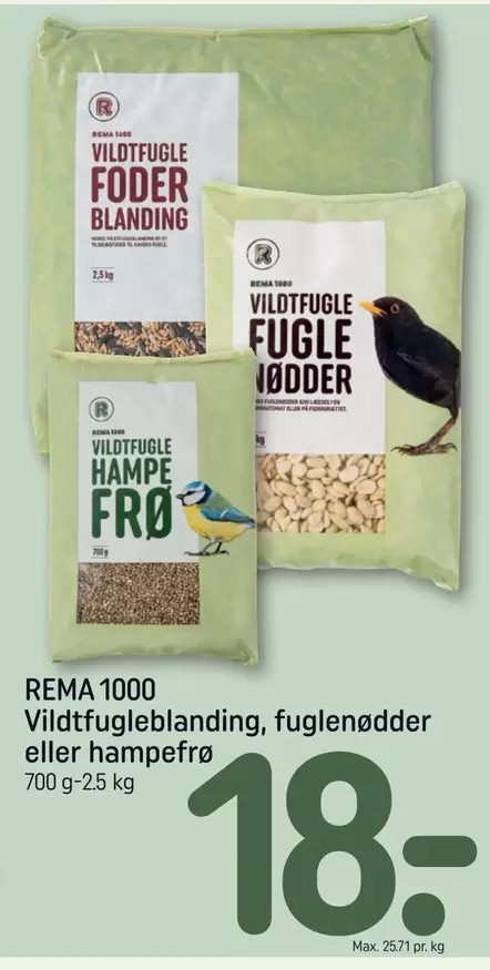 Vildtfugleblanding, fuglenødder eller hampefrø
