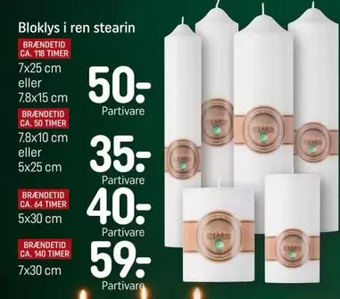 Bloklys i ren stearin