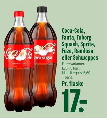 Coca Cola - Coca-Cola, Fanta, Tuborg Squash, Sprite, Fuze, Ramlösa eller Schweppes