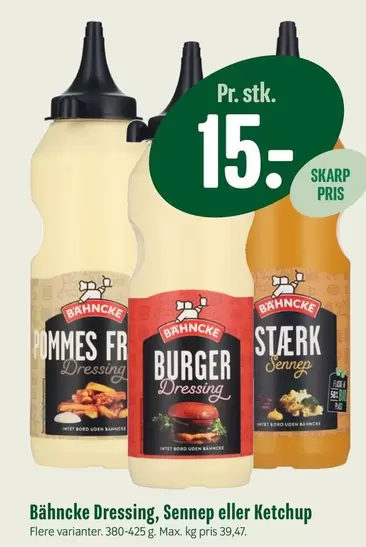Dressing, Sennep eller Ketchup