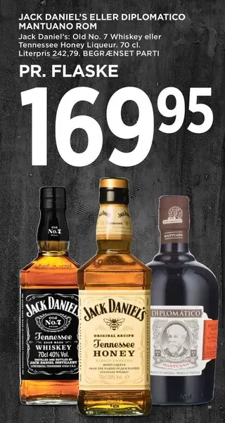 Honey - Jack Daniel's eller Diplomatico Mantuao Rom