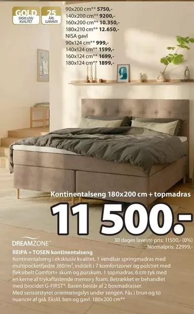 Kontinentalseng 180x200 cm + topmadras