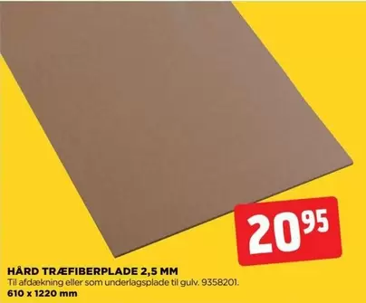 HÅRD TRÆFIBERPLADE 2,5 MM 610 x 1220 mm