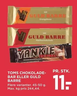 TOMS CHOKOLADE-BAR ELLER GULD BARRE