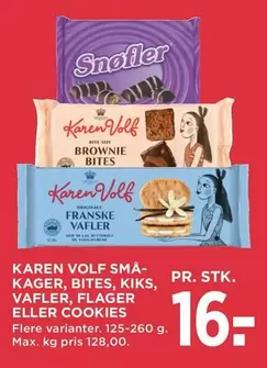Karen - SMÅKAGER, BITES, KIKS, VAFLER, FLAGER ELLER COOKIES