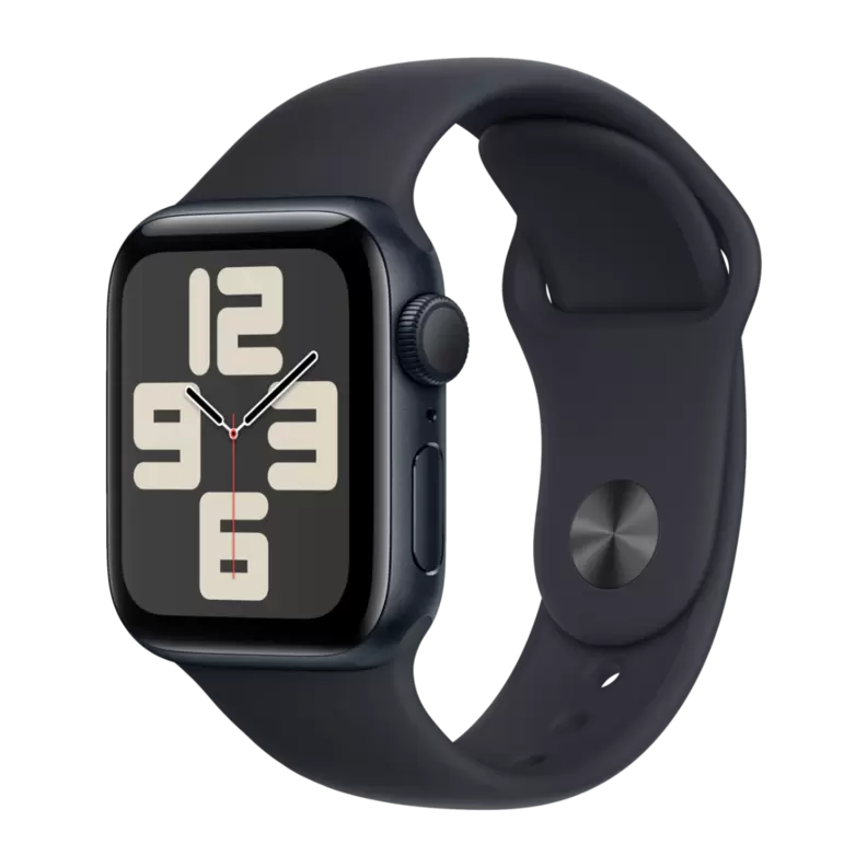 Apple Watch SE GPS 40 mm, Midnat aluminium urkasse med, Midnat sportsrem - S/M