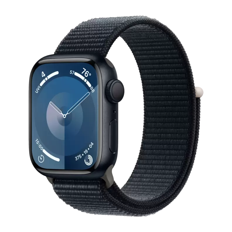 Apple Watch Series 9 GPS 41 mm, Midnat aluminium urkasse med, Midnat Sport loop